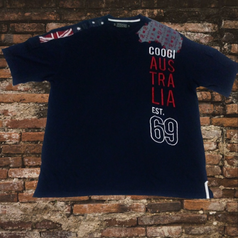 Coogi Men's XXL Tee Navy Blue With Coogi Kangaroo